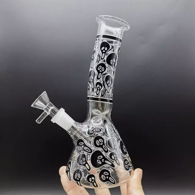 8inch Glow in the Dark Bong Skull Hookah Water Pipe Glass Shisha Smoking Pipes 3