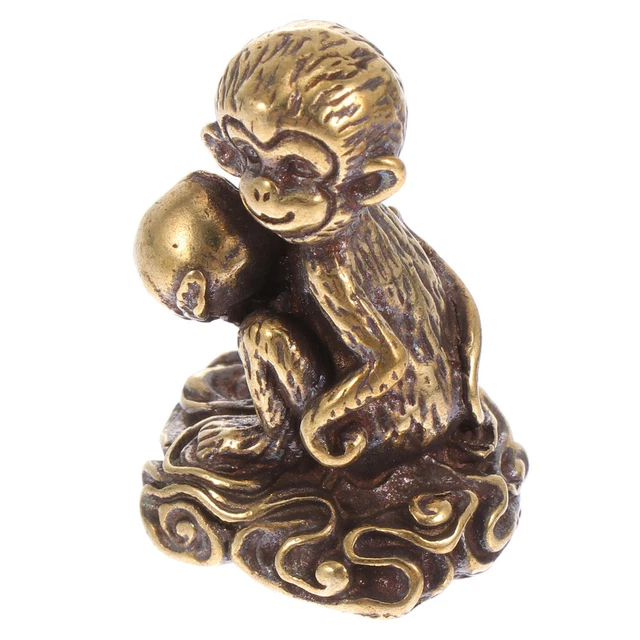 Ciondolo Rame Mini Scimmia Da Collezione Figurina Fengshui Portachiavi Ciondolo Oro