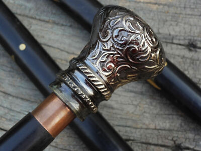 Chrome Brass Knob Handle Wooden Walking Stick Vintage Nautical Cane Handmade
