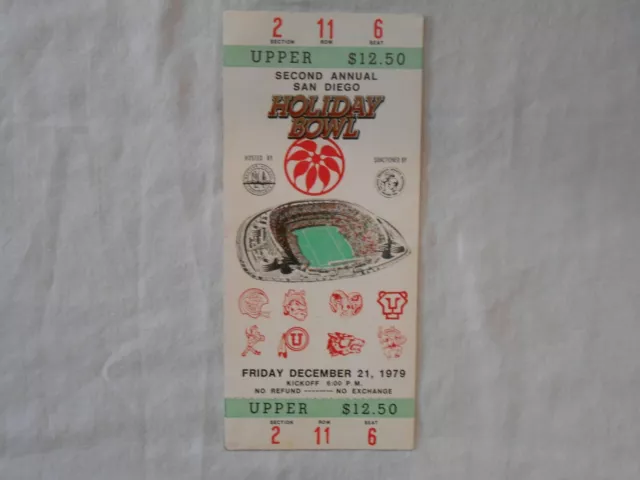 1979  HOLIDAY  BOWL FULL TICKET  INDIANA VS BYU   free shipping