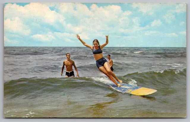 Ocean Surfing Shoreline Oceanfront Coast Ocean Waves Lusterchrome VNG Postcard