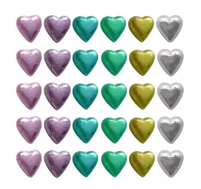 100 Chocolate Hearts Pastel Colours Mix-Made With Cadbury Milk Chocolate