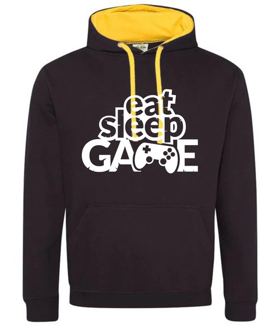 Mens Gaming Hoodie Hoody Hooded Sweatshirt Eat Sleep Game Gamer Gifts