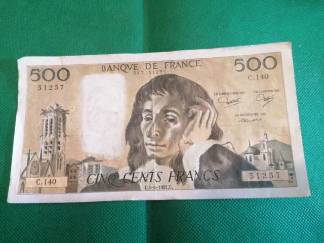 Billet ancien France 500 Francs Pascal c. 4-6-1981