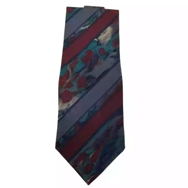 George Machado Zylos Men's Classic Geometric Necktie 100 % Silk, Gray Maroon Tie