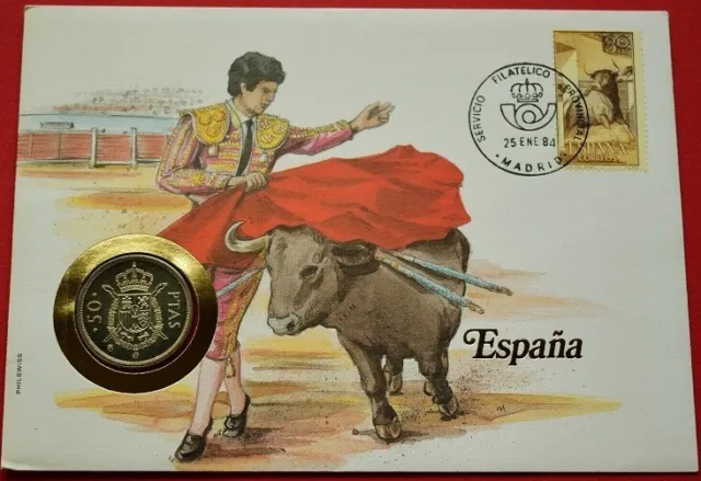 Spain 50 Pesetas Bull Fighter Torero FDC letter 1st Day Cover
