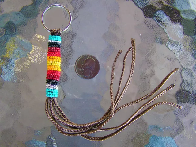 GREAT NEW STYLE, LARGE Handmade Navajo Indian Beaded Key Chain Ms. Tsosie
