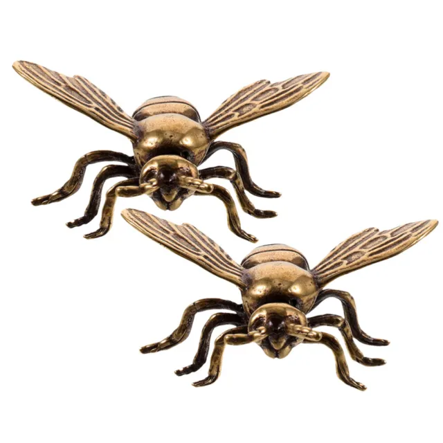 2 pz statua animale ottone api ottone insetto insetto vintage arredamento casa
