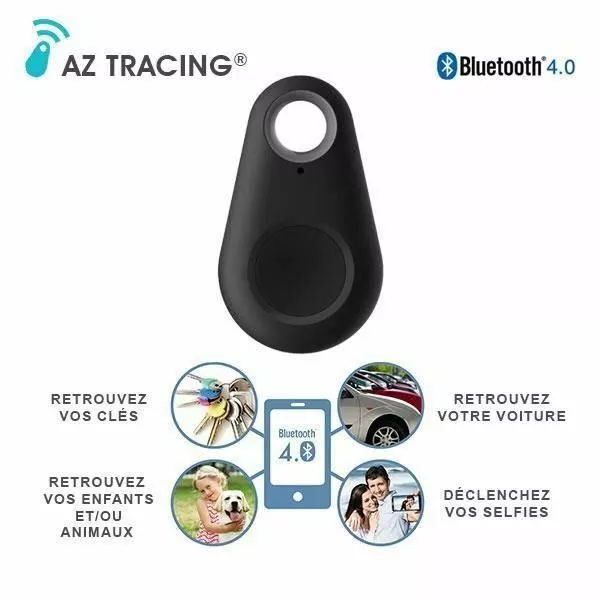 Mini Traceur GPS anti perte Localisateur bluetooth - AZ Tracing - Noir