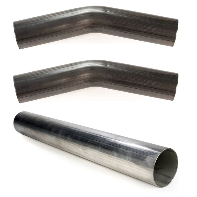 Squirrelly 2.5" Stainless Steel Mandrel Bends Straight 3FT & 45 Degree Pipe Kit
