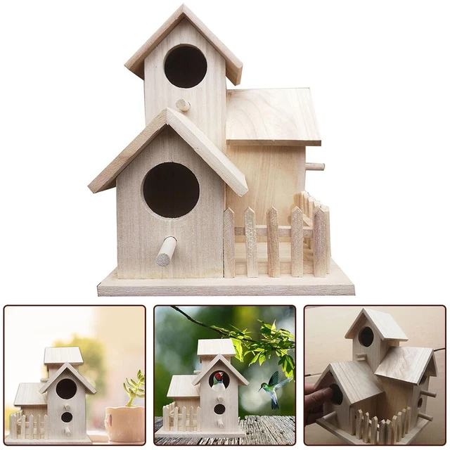 MAISONS D'OISEAUX EN Bois Inachevées Maisons à Applications Multiples Pour Div EUR 30,74