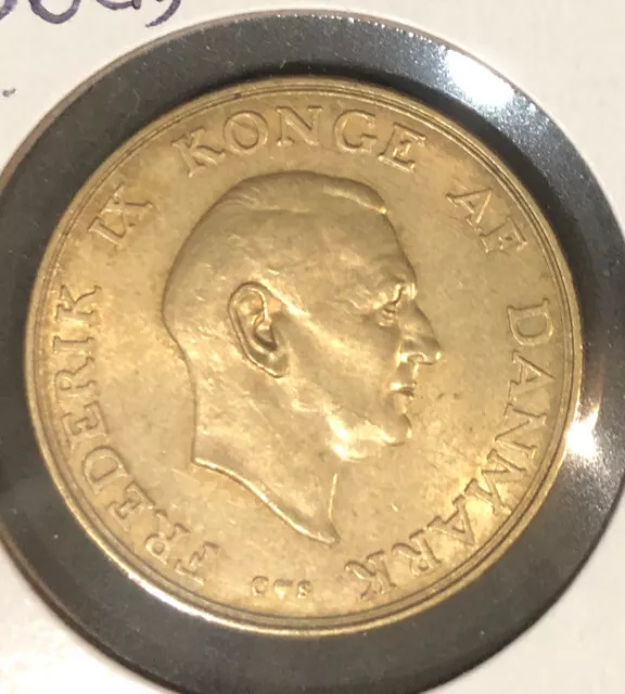 1956(h)CS DENMARK 2 KRONER HIGH GRADE ALUMINUM BRONZE COIN-FREDERIK IX-KM#838.2