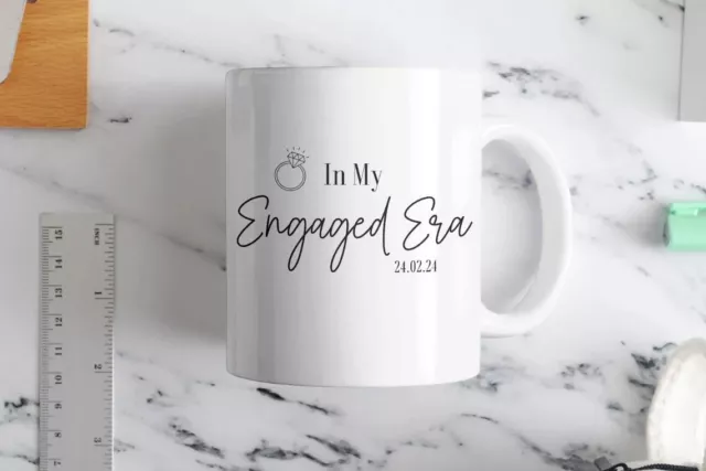 Personalised In My Engaged Era Mug Cup Diamond Ring Couples Engagement Gift Hen