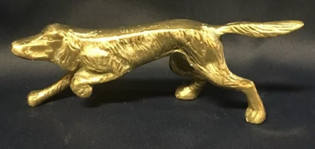 Vintage Solid Brass Irish Setter Dog Breed Figurine Statue Paper Weight