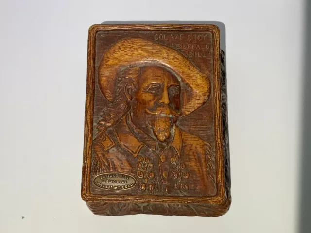 Vintage Col. W. F. Codey Buffalo Bill Syroco Wood Box Memorial Lookout Mt. Colo.