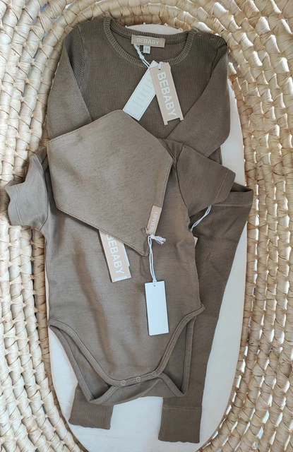 Bundle Co ord set Baby Clothes Girl/boy 6-9m latte cotton Leggings bodysuit