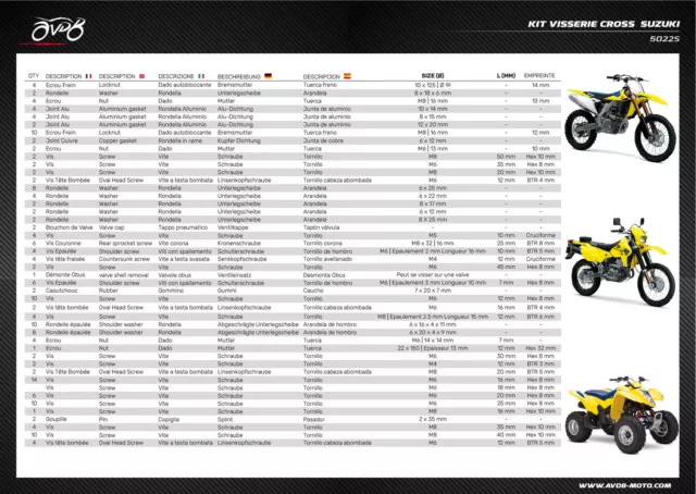 Kit Viti Grande / Viteria SUZUKI RMZ 450 RM-Z 2013-2014 / 187 Pcs 2