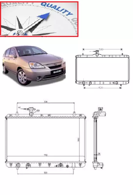 RADIATORE ACQUA per SUZUKY LIANA DAL 2001 AL 2007  Nissens  1.3  1.6 BENZINA