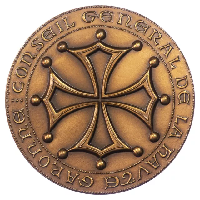Francia Medaglia 1988 Board Generale Della Haute-Garonne Croce Occitane - Bronzo