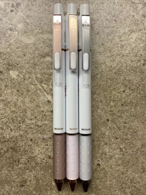 🔥3 TUL Limited Edition Pearl White Retractable Gel Pens Silver, Copper, Gold🔥
