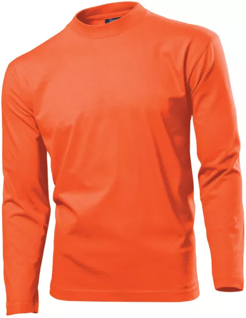 Hanes Herren Orange Lang�rmlig Baumwolle T-Shirt Gr��e S