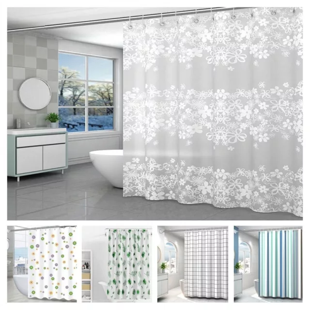 Extra Long Printed Bathroom Shower Curtain Waterproof Polyester Fabric with Hook