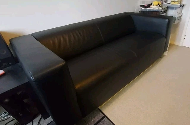 IKEA KLIPPAN BLACK Sofa Faux Leather Excellent Condition