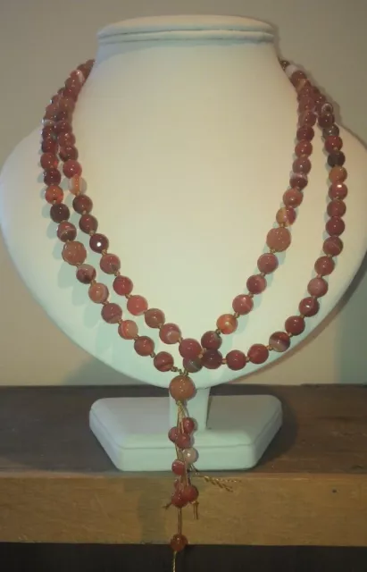 MALA AGATE CARVED AVENTURINE GURU NECKLACE CHAKRA MOTHER 108 beads MINDFULL GIFT