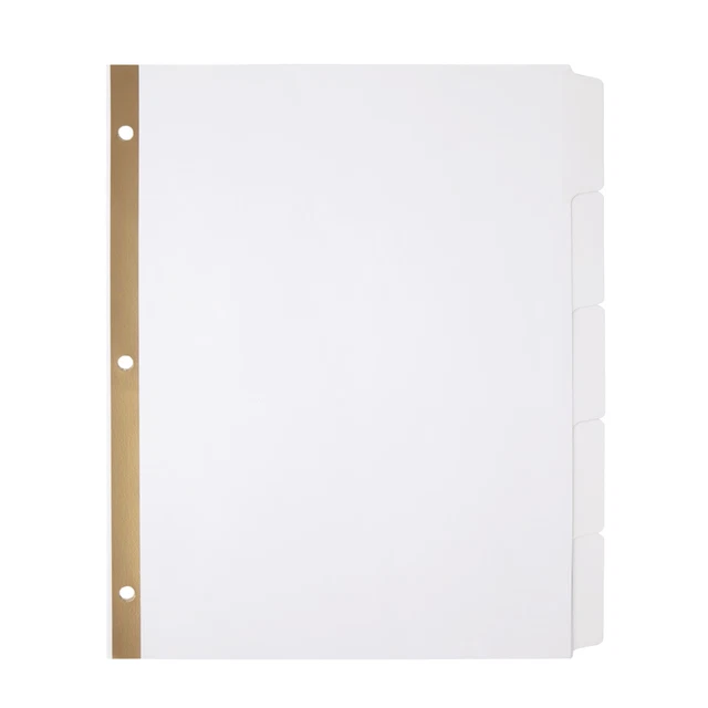Office Depot Brand 20% Recycled Erasable Big Tab Dividers, 5-Tab, White