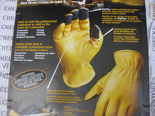 Wells Lamont Water-Resistant, Insulated Leather Winter Work Gloves