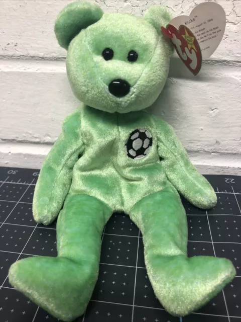 TY Beanie Baby Kicks Football Bear with tags - Excellent Condition - Retired 3