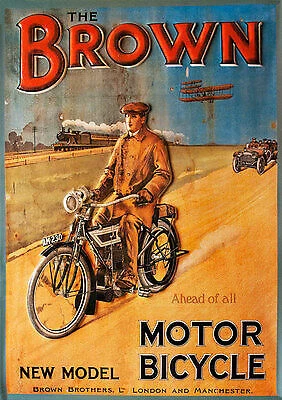 PLAKAT BROWN BROTHERS MOTORRAD LONDON MANCHESTER Faksimile 187 auf Büttenpapier PLAKAT BROWN BROTHERS MOTORRAD LONDON MANCHESTER Faksimile 187 auf Büttenpapier