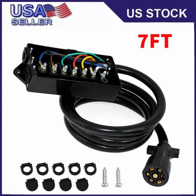 New 7 Way Trailer Plug Weatherproof Trailer Wiring Harness 7FT