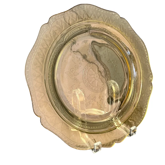 DEPRESSION GLASS AMBER Yellow Plate Tray Patrician Spoke Federal Design