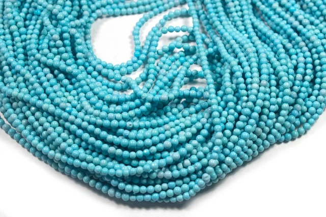 AAA Handmade Bisbee Turquoise Plain Round Gemstone 12" 3mm 4mm 5mm Perles... 3
