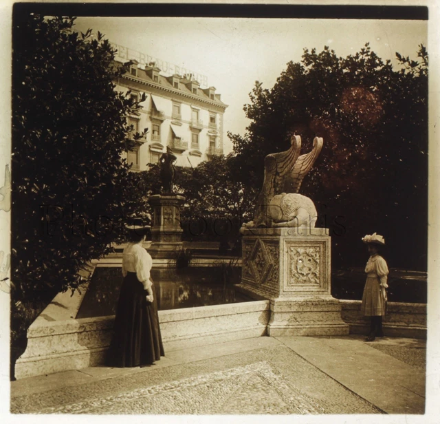 Genève Monument Suisse Plaque de verre stereo Positif Vintage