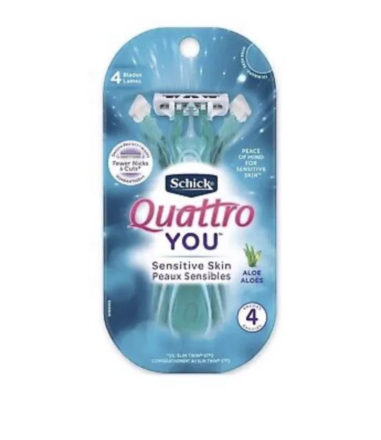 Afeitadoras de aloe desechables para mujer Schick ~ piel sensible Quattro You ~ 4 unidades
