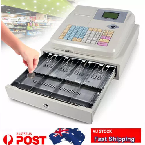 POS Cashier Electronic Cash Register with 48Keys 8Digital LED Display Drawer Box