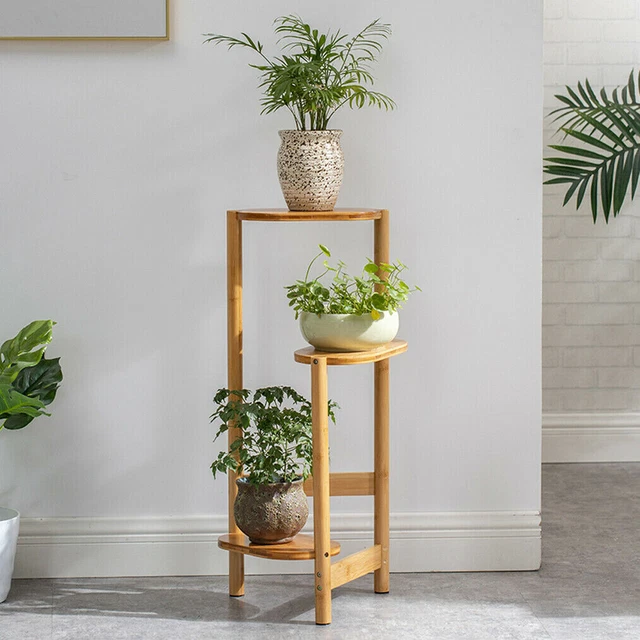 3 Tier Bumboo Wood Flower Rack Plant Stand Shelves Shelf Indoor Outdoor HOME NEW