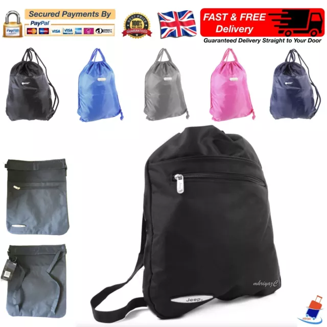 Gym Sack Sports Bag Mens Women Boys Girls Drawstring Backpack School PE Rucksack