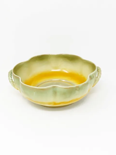 Shorter And Sons Ltd Pottery Bowl 418 Gold Green With Handles Vintage England