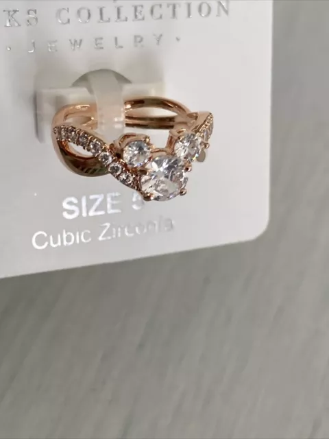 Disney Parks Mickey Icon Rose Gold Tone Cubic Zirconia Ring  Size 5 3