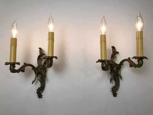 Pair of vintage antique French brass Crystal Wall Sconces lamp 1970s  EB9009/P