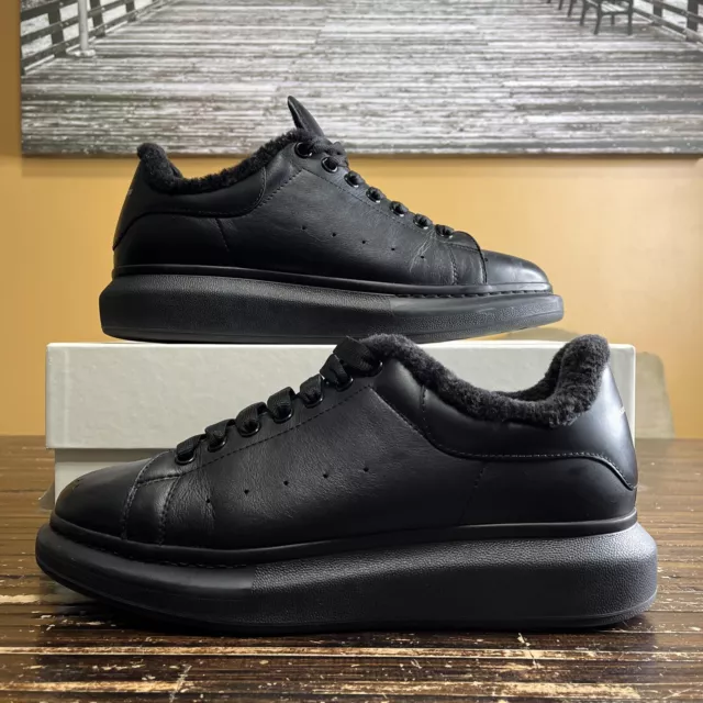 Alexander McQueen Oversized Men’s Leather Sneakers Size 45 EU / 12 US Black Fuzz
