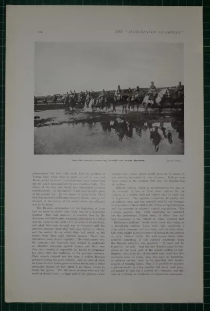 1916 WWI WW1 Aufdruck ~ Österreichisch Kavallerie Retreating Pripet Marshes