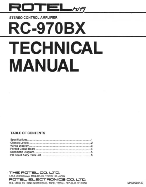 Service Manual-Anleitung für Rotel RC-970 BX