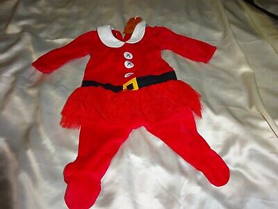 BNWT NEXT baby girls Mrs Santa Claus romper velour outfit. Age 0-3 months