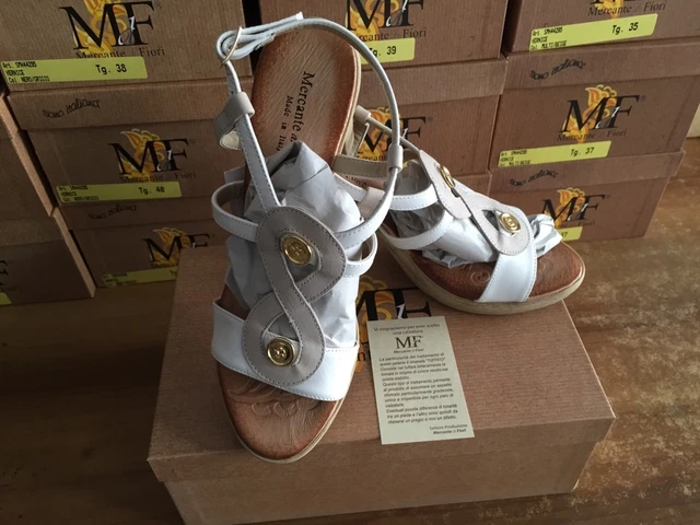 SANDALI MERCANTE DI fiore positano shoe sandalo pelle 37 38 zeppa
