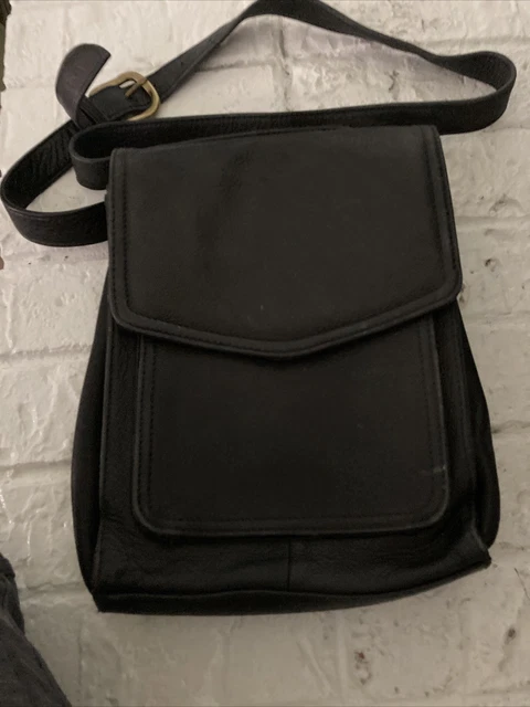 Fossil Vintage 1954 Crossbody Black Leather Purse Bag