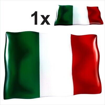1x Italy Italian waving flag Square 3D Domed Gel STICKER Resin Decal Badge